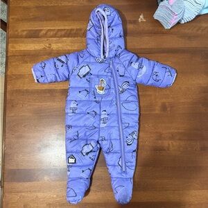 Cozy Purple Kids Footie Snowsuit